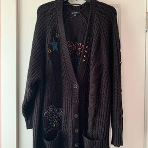 Torrid Love Sick embroidered cardigan. Skulls, hearts, flowers & stars!
